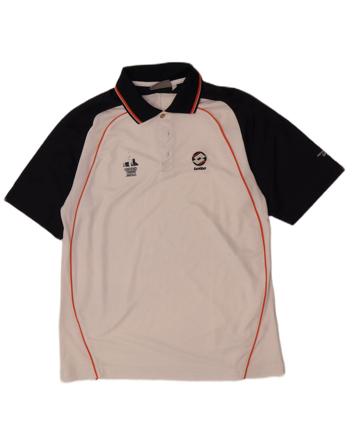 Polo Lotto Hombre Grande Blanco Colorblock Poliéster