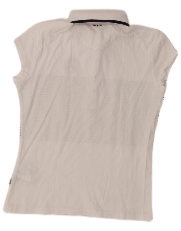 Napapijri Polo para mujer UK 6 XS Algodón a rayas blancas
