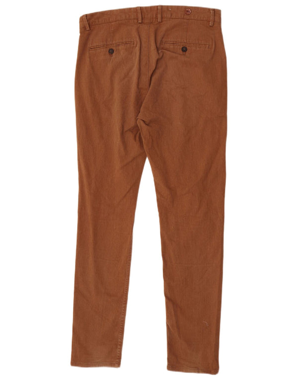 Zara Mens Slim Chino Pantalones EU 42 Large W32 L32 Algodón Marrón
