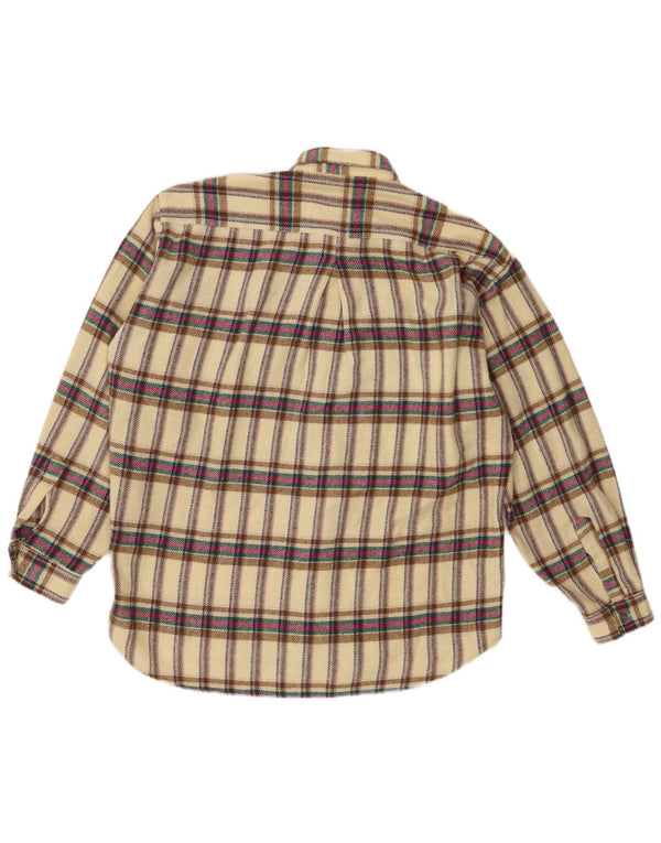 POP 84 Camisa De Franela A Cuadros De Lana A Cuadros En Amarillo Medio Hombre