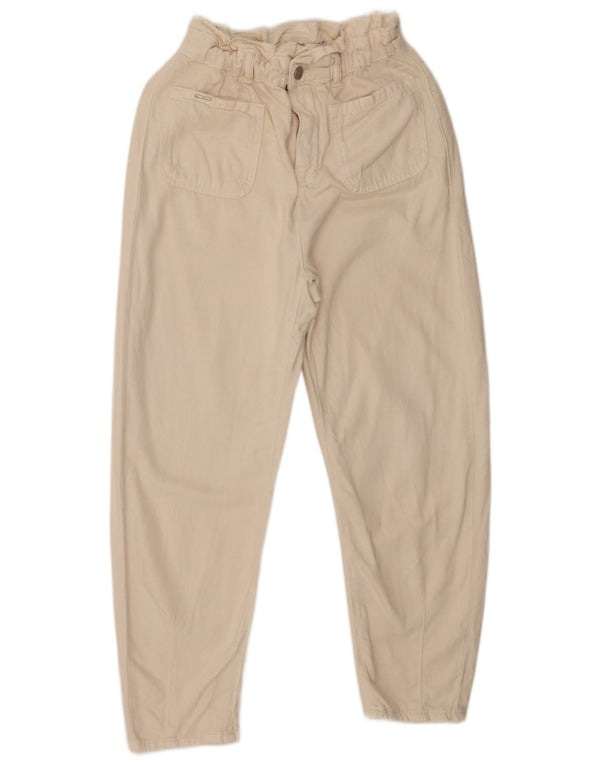 Zara Mujer Pantalones Cortos Cónicos De Cintura Alta EU 36 XS W26 L25 Beige