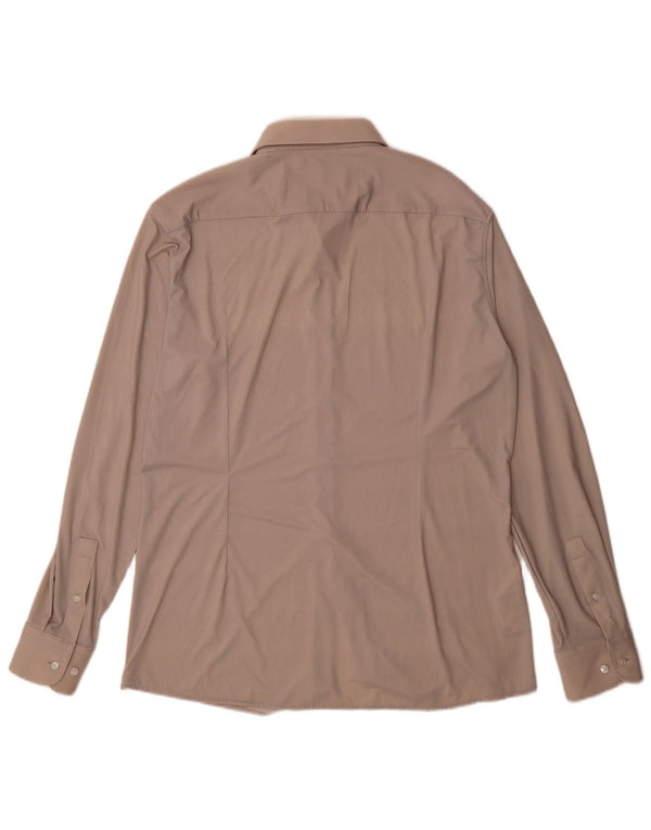 Camisa Hugo Boss Hombre Slim Fit Talla 42 16 1/2 Grande Poliamida Beige