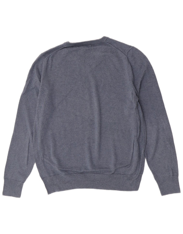 Marks & Spencer Jersey con cuello en V para hombre, talla grande, algodón azul