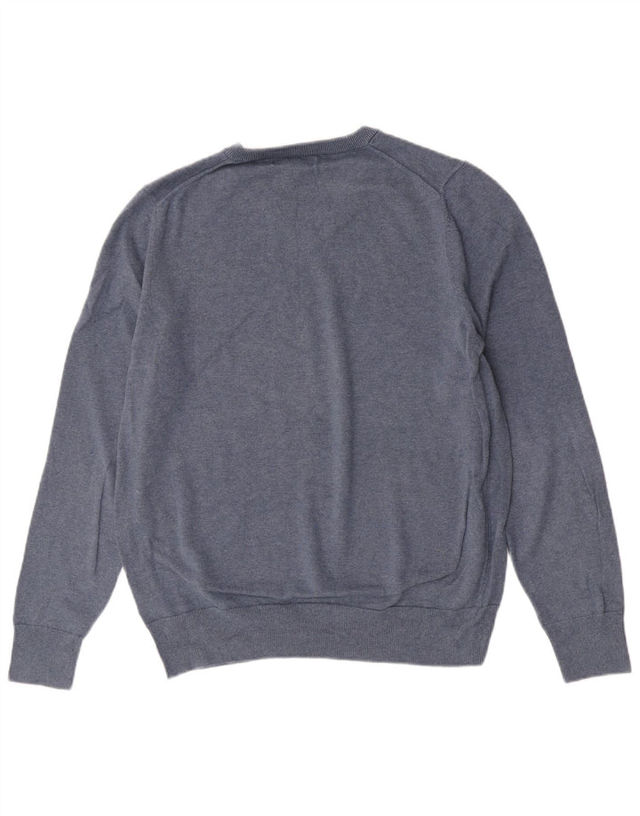 Marks & Spencer Jersey con cuello en V para hombre, talla grande, algodón azul