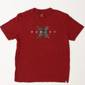 HURLEY Mens Graphic T-Shirt Top Medium Burgundy Cotton Vintage Hurley and Second-Hand Hurley from Messina Hembry 