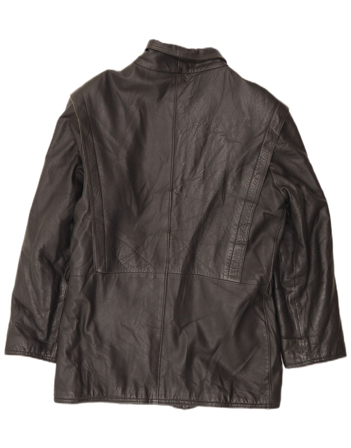 Vintage chaqueta de cuero para hombre Reino Unido 38 cuero negro medio