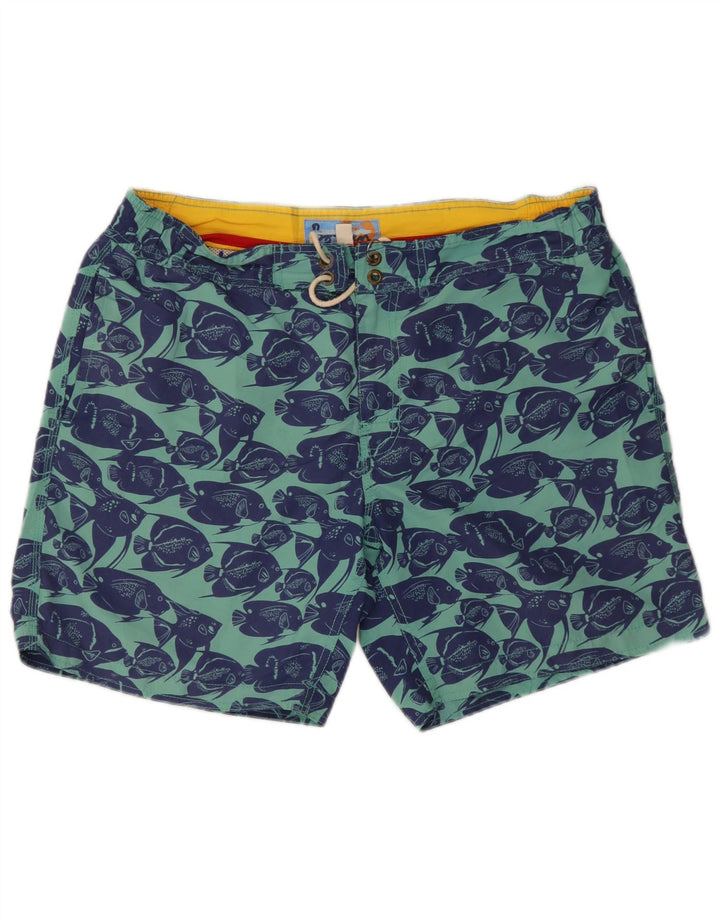 Boden Bañador con estampado gráfico para hombre, color azul grande