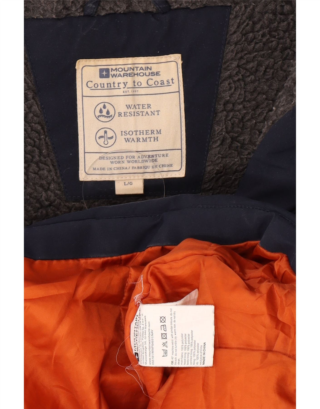 Chaqueta acolchada con capucha para hombre Mountain Warehouse UK 40 Large Azul marino