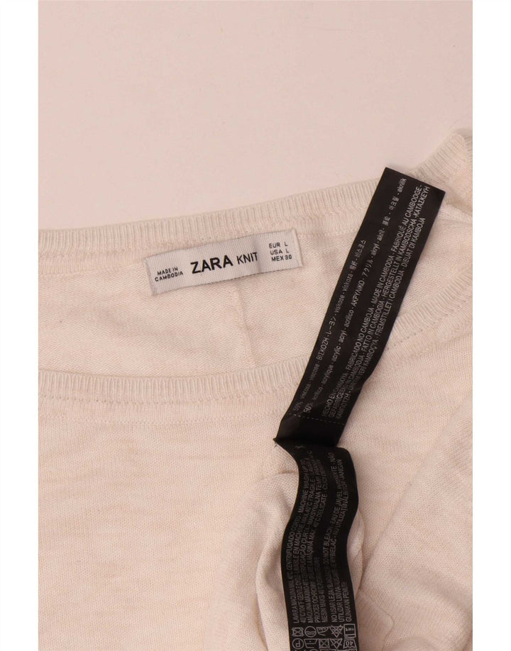 Zara - Jersey extragrande con cuello redondo para mujer, talla 40, talla grande, viscosa blanca