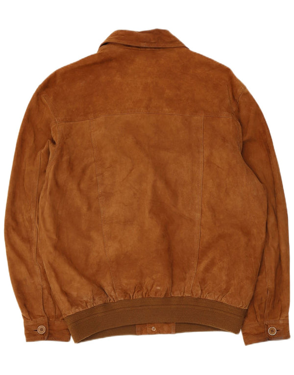 Vintage hombres ante bomber chaqueta IT 50 cuero marrón grande