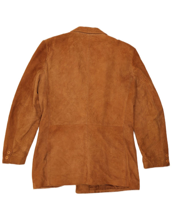 Vintage hombres doble pecho ante Blazer chaqueta IT 52 XL cuero marrón