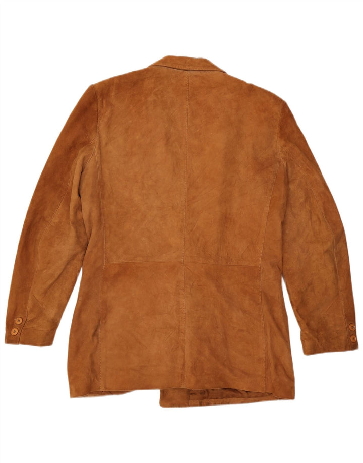 Vintage hombres doble pecho ante Blazer chaqueta IT 52 XL cuero marrón