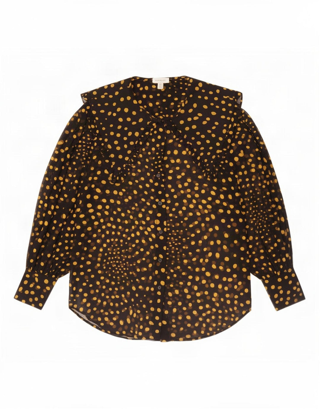 Topshop Blusa tipo camisa extragrande para mujer UK 10 Small Poliéster con lunares negros
