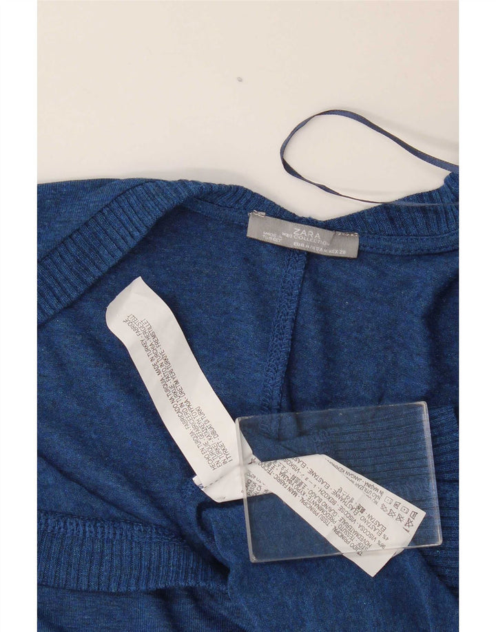Zara Mujer Top Extragrande Manga Larga UK 44 Viscosa Azul Medio