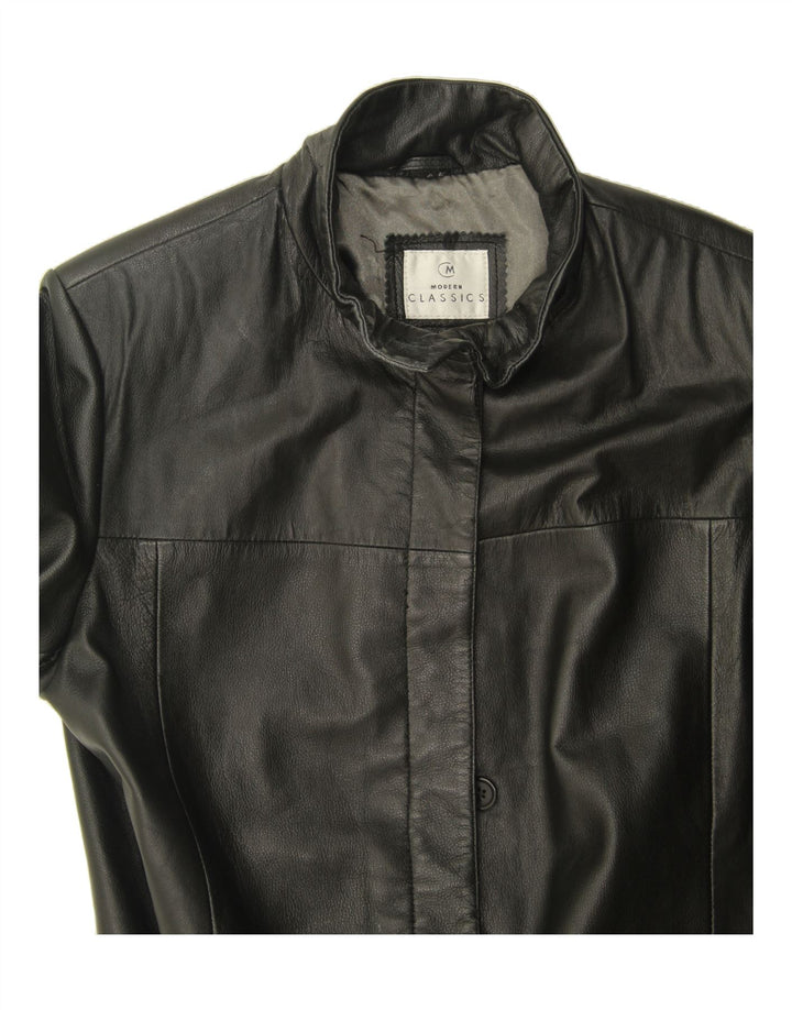 CLASSICS Womens Leather Coat UK 16 Large Black Leather Vintage Classics and Second-Hand Classics from Messina Hembry 