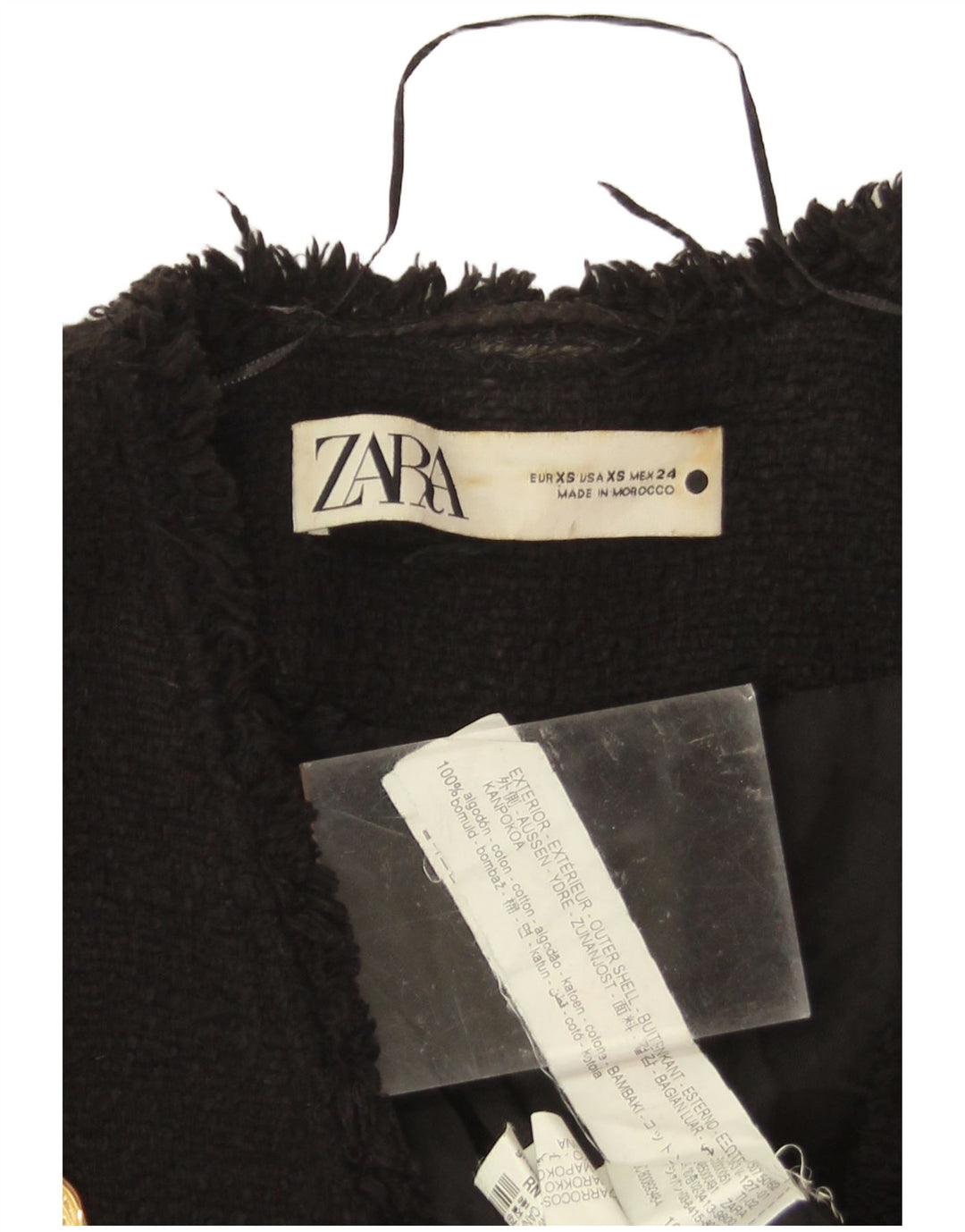 Zara Chaqueta Blazer De Doble Botonadura para Mujer UK 6 XS Algodón Negro
