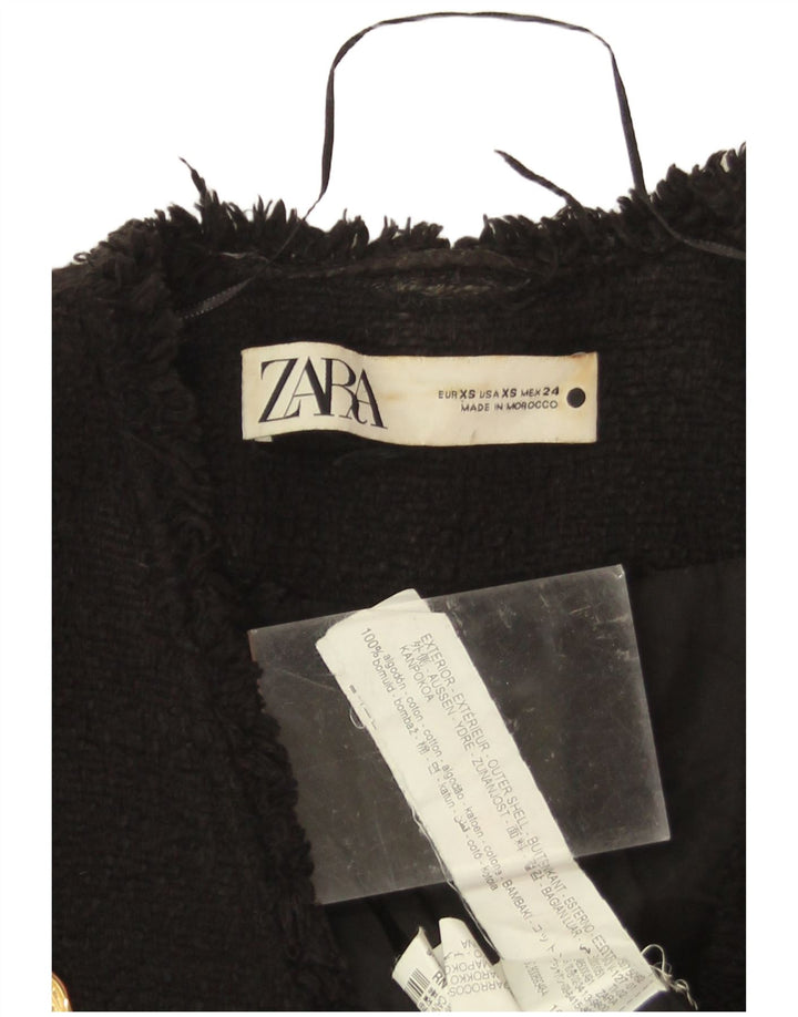 Zara Chaqueta Blazer De Doble Botonadura para Mujer UK 6 XS Algodón Negro