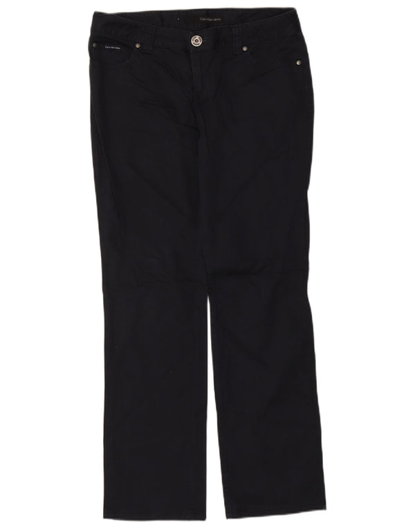 Pantalones casuales rectos para mujer Calvin Klein W29 L30 Algodón azul marino