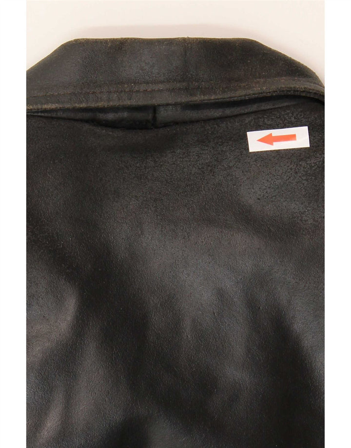 Vintage hombres chaqueta de cuero Reino Unido 36 pequeño cuero negro