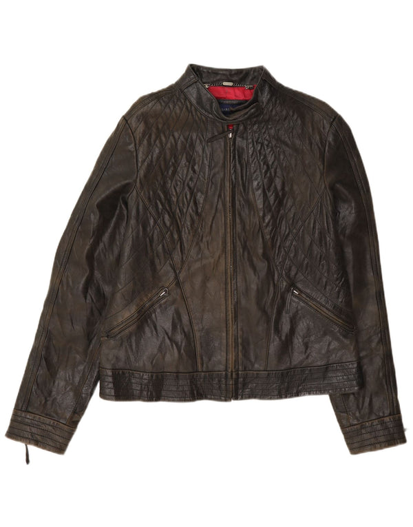 Trussardi Chaqueta Biker de Cuero para Mujer UK 44 Marrón Medio