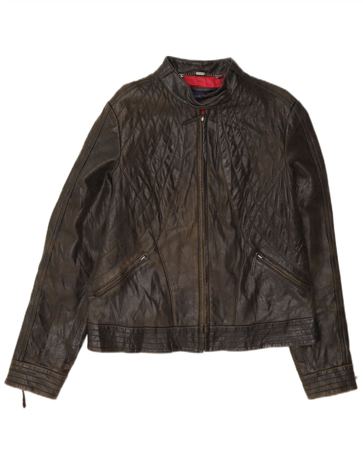 Trussardi Chaqueta Biker de Cuero para Mujer UK 44 Marrón Medio
