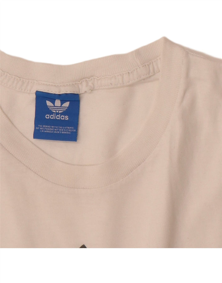 ADIDAS Mens Graphic T-Shirt Top Medium White Vintage Adidas and Second-Hand Adidas from Messina Hembry 