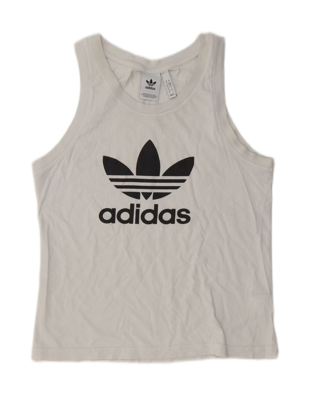 Adidas Mujer Gráfico Chaleco Top UK 10 Pequeño Algodón Blanco