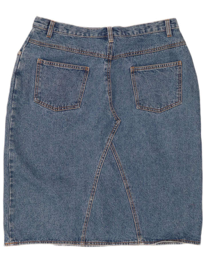 VINTAGE Falda vaquera de cintura alta para mujer Reino Unido 18 XL W32 Azul