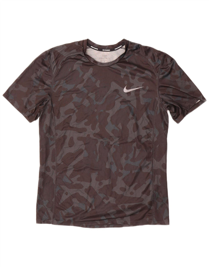 NIKE Mens Dri Fit T-Shirt Top Medium Black Camouflage