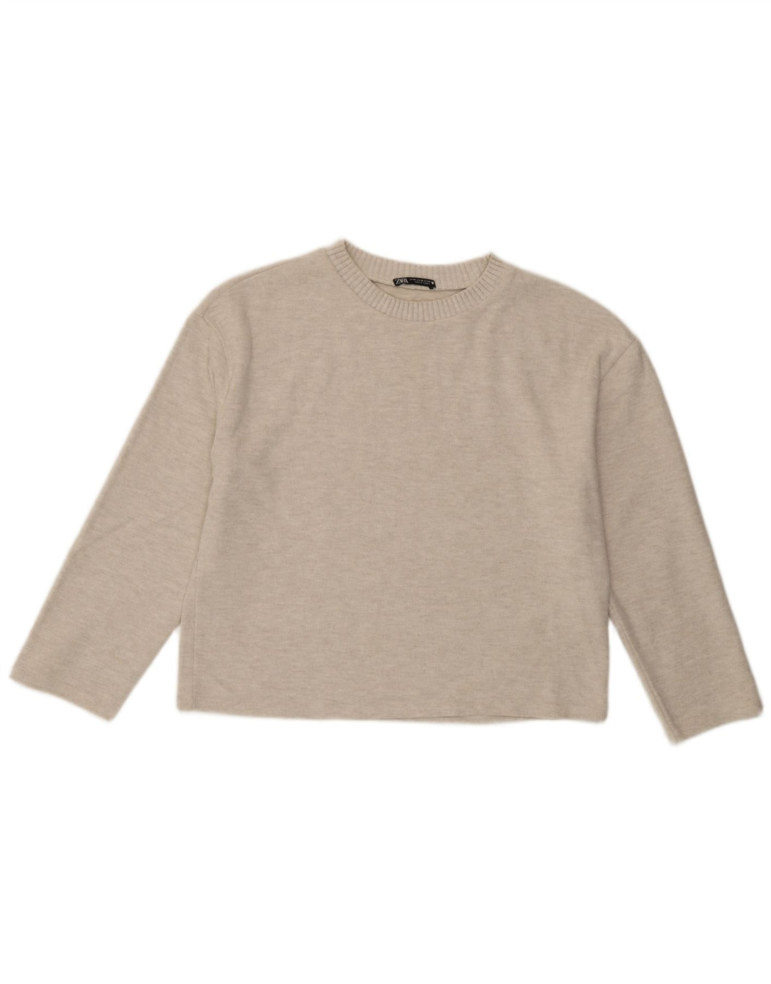 Zara Mujer Blusa Top UK 44 Medio Beige Poliéster