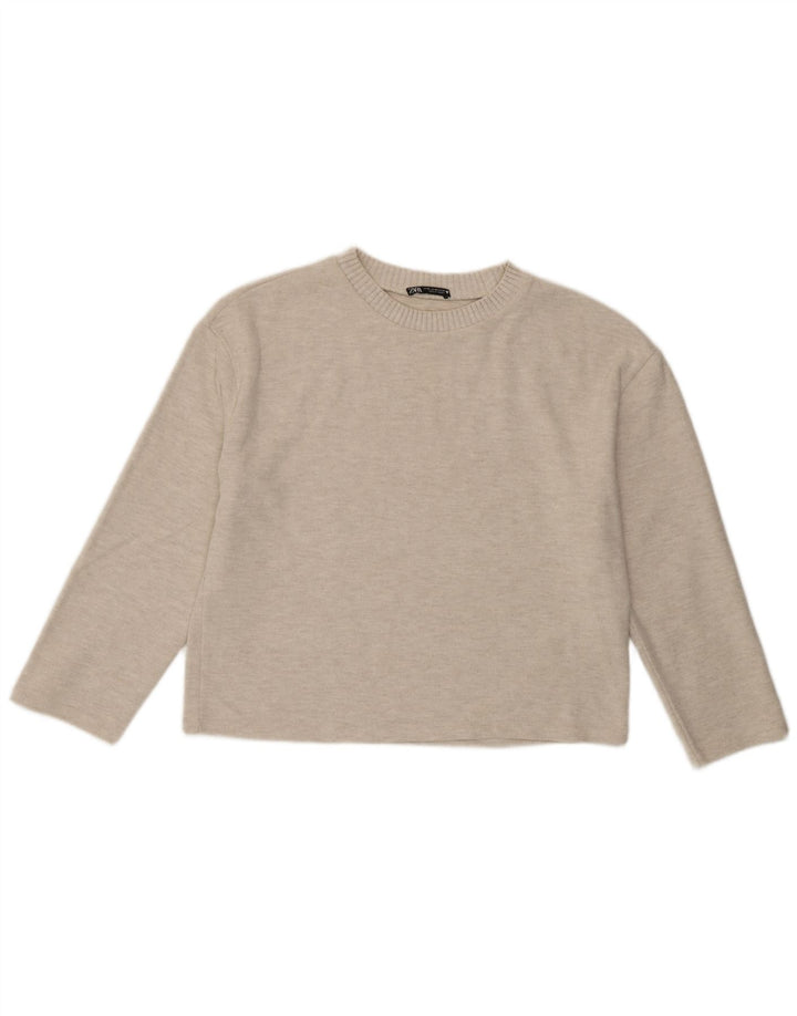 Zara Mujer Blusa Top UK 44 Medio Beige Poliéster