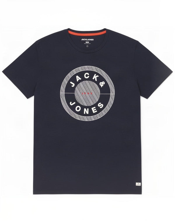Jack & Jones Camiseta ajustada con gráfico para hombre 2XL Algodón azul marino
