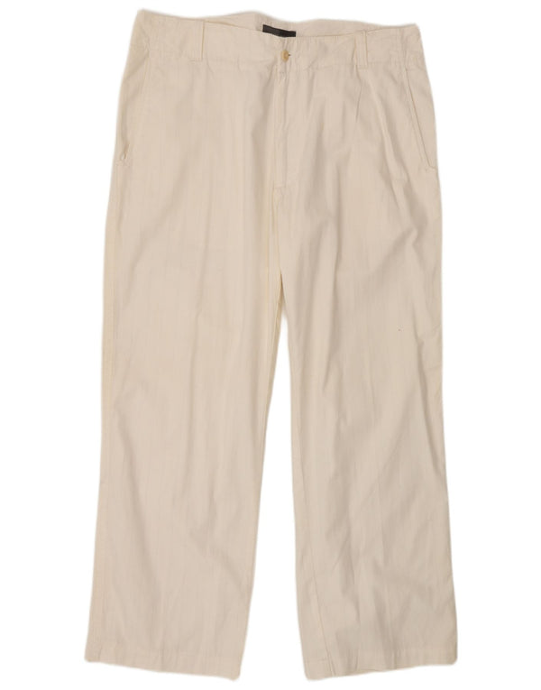Zara Pantalón chino recto para hombre EU 44 Large W34 L28 Algodón a rayas blancas