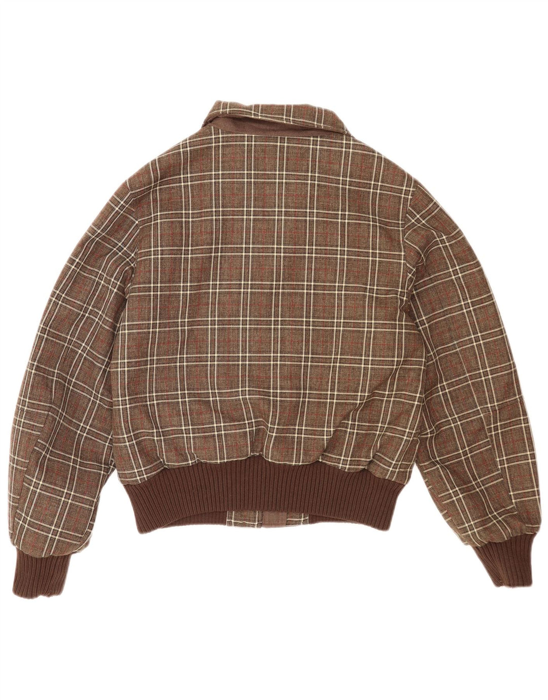 Canadiens Chaqueta Bomber Corta Para Mujer IT 46 Poliéster A Cuadros Marrón Grande