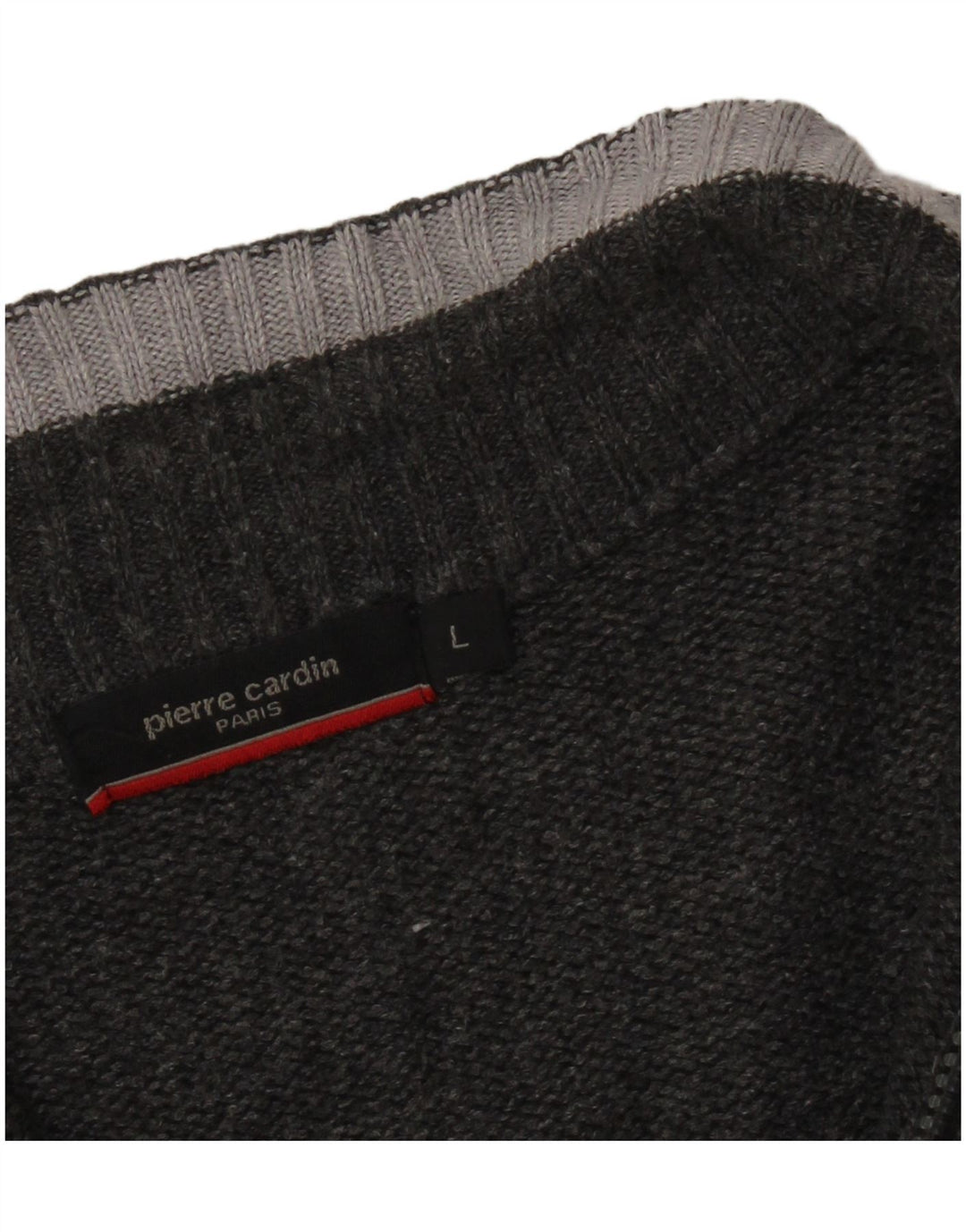 PIERRE CARDIN Jersey De Cuello Con Cremallera Para Hombre Acrílico A Rayas Gris Grande