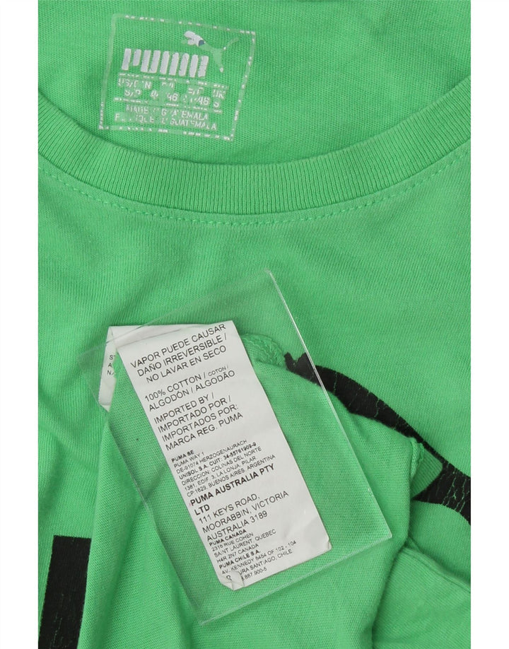 PUMA Mens Graphic T-Shirt Top Small Green Cotton Vintage Puma and Second-Hand Puma from Messina Hembry 