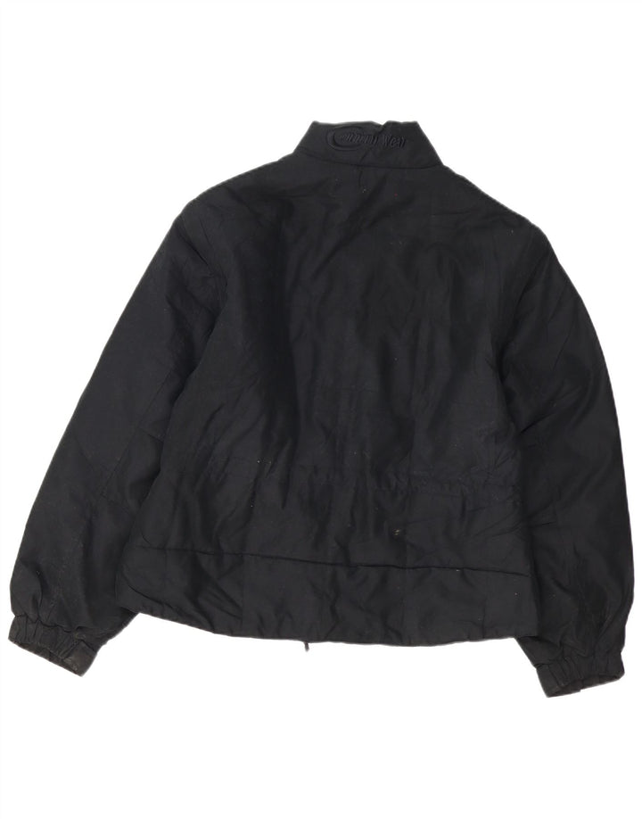 Vintage hombres bomber chaqueta Reino Unido 36 pequeño poliéster negro