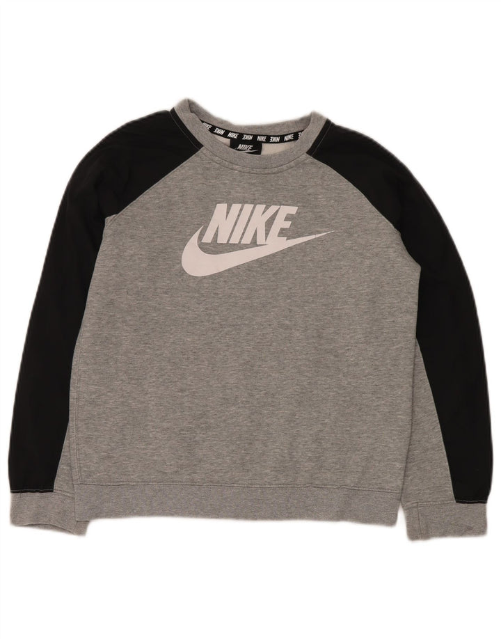 NIKE Sudadera estampada para niños 10-11 años Gris medio Colorblock