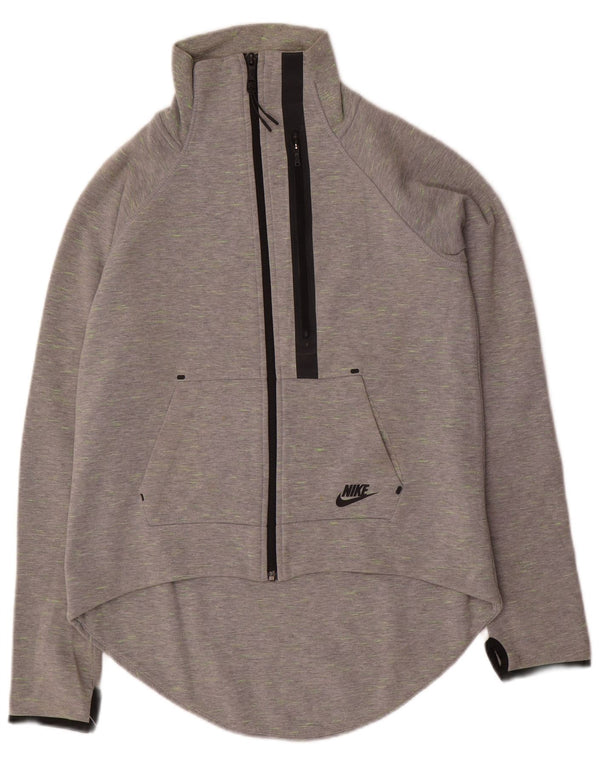 NIKE Womens Tracksuit Top Jacket UK 10 Small Grey Cotton