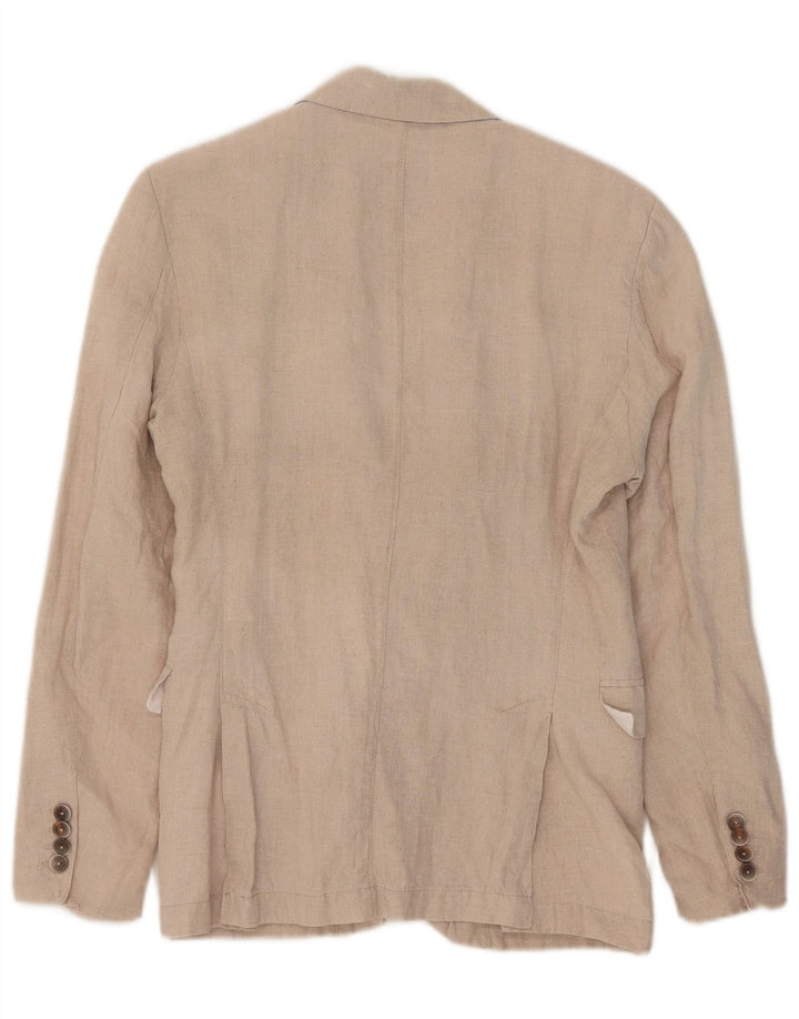 Zara Chaqueta tipo blazer de 2 botones para hombre EU 46 Small Beige Linen