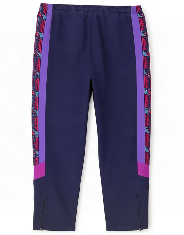 Pantalones de chándal con estampado vintage para hombre IT 50 Large Azul marino Bloque de color