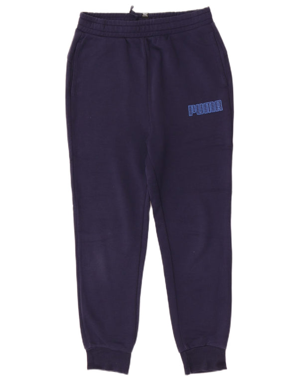 Puma - Pantalón de chándal gráfico para niño, 11-12 años, algodón, azul marino
