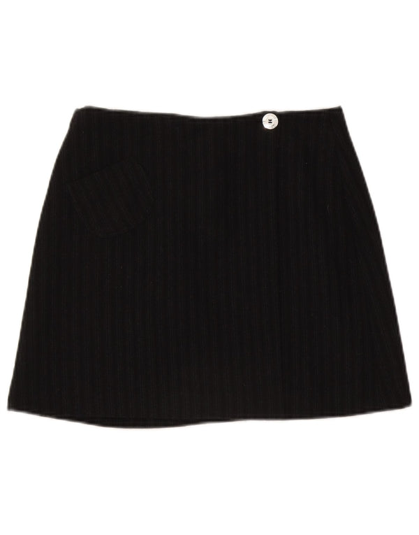 C'EST COMMECA Minifalda para mujer UK 12 Medium W28 Lana a rayas negras