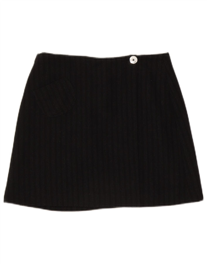 C'EST COMMECA Minifalda para mujer UK 12 Medium W28 Lana a rayas negras