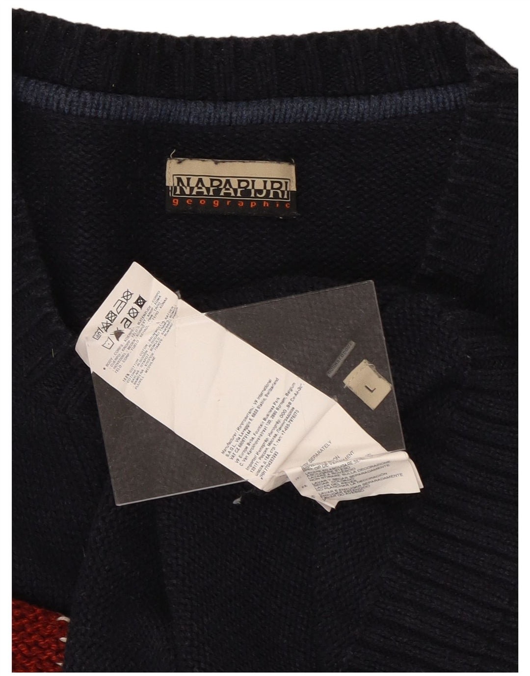 NAPAPIJRI Jersey con cuello redondo y gráfico para hombre, talla grande, algodón azul marino