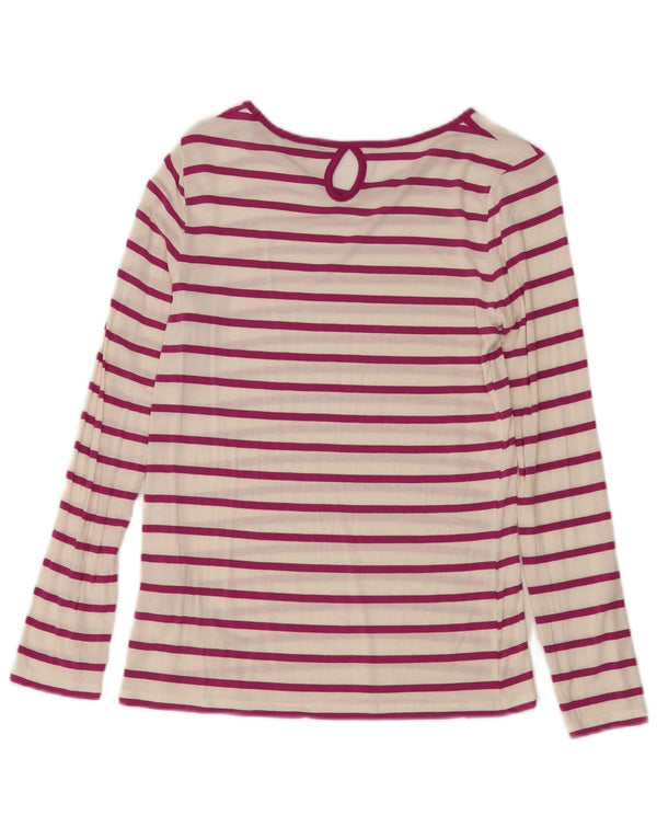 Massimo Dutti Top Mujer Manga Larga UK 40 Small Blanco Rayas Modal