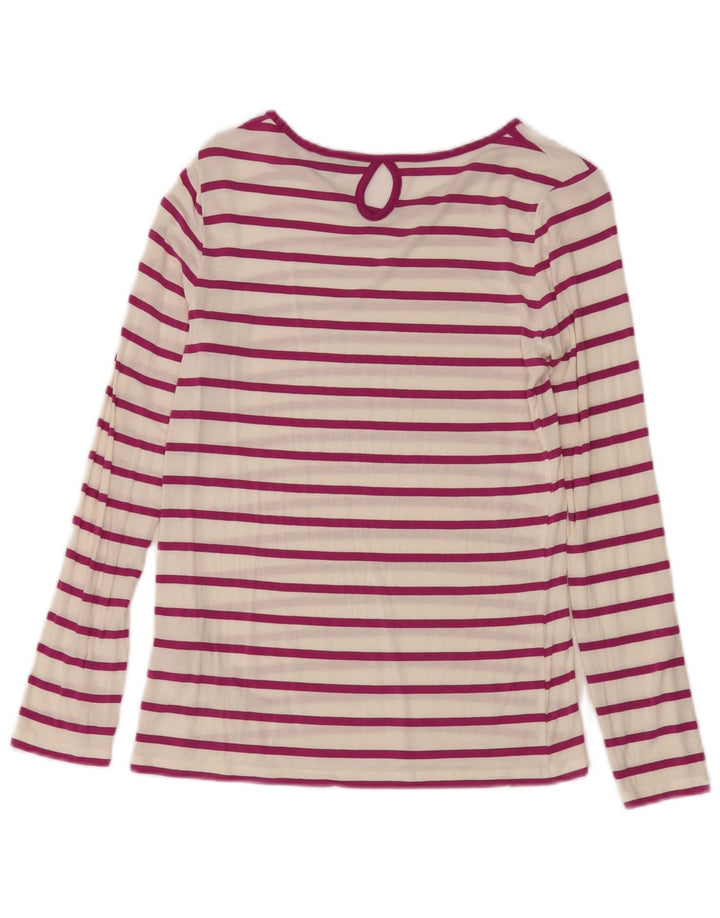 Massimo Dutti Top Mujer Manga Larga UK 40 Small Blanco Rayas Modal