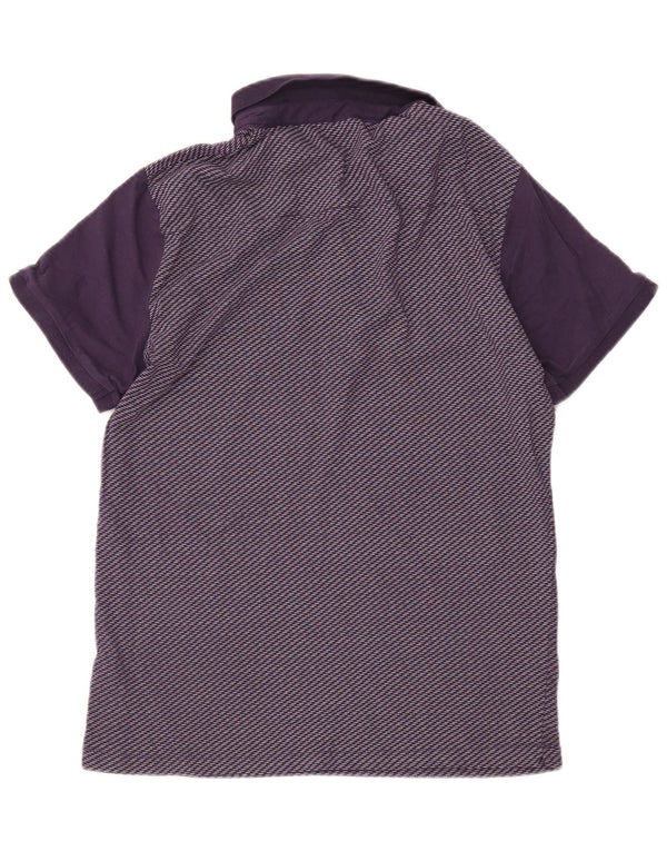 French Connection Polo para hombre de algodón a rayas violeta grande