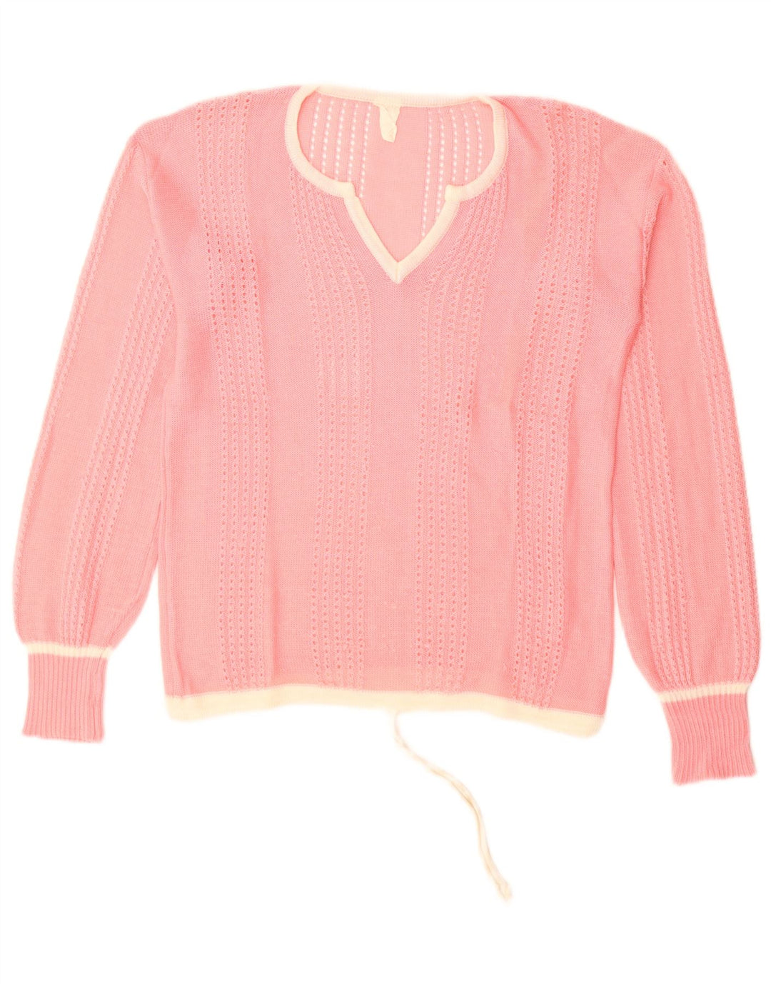 Vintage mujer V-cuello jumper suéter Reino Unido 14 rosa medio