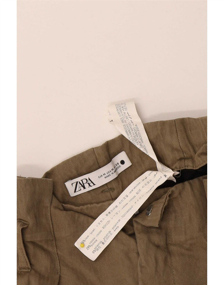 Zara Mujer Pantalón Harem Mediano W28 L22 Caqui Lyocell